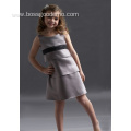 A-line Round Neck Knee-length Satin Layers Flower Girl Dress